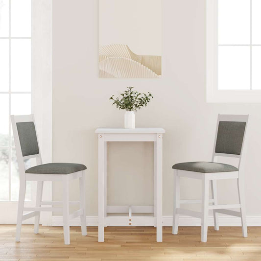 Sgabelli da Bar con Cuscini 2 pz Bianco Legno Massello di Hevea - homemem39