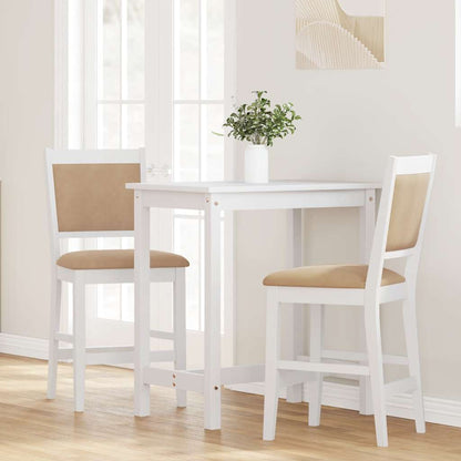 Sgabelli da Bar con Cuscini 2 pz Bianco Legno Massello di Hevea - homemem39