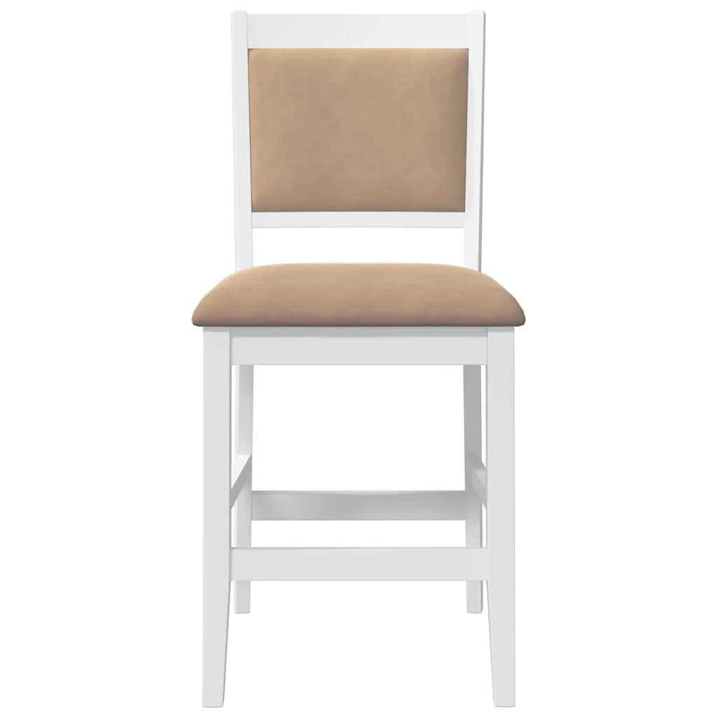 Sgabelli da Bar con Cuscini 2 pz Bianco Legno Massello di Hevea - homemem39