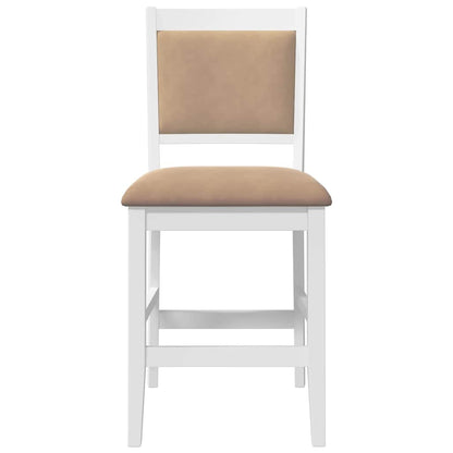 Sgabelli da Bar con Cuscini 2 pz Bianco Legno Massello di Hevea - homemem39