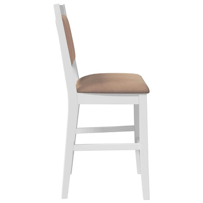 Sgabelli da Bar con Cuscini 2 pz Bianco Legno Massello di Hevea - homemem39