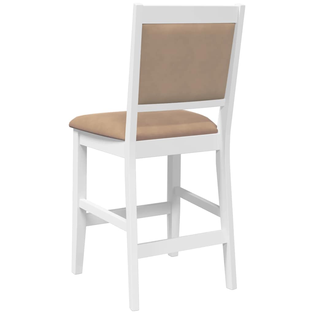 Sgabelli da Bar con Cuscini 2 pz Bianco Legno Massello di Hevea - homemem39