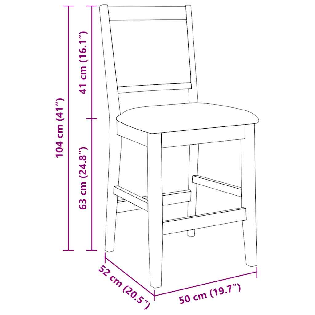 Sgabelli da Bar con Cuscini 2 pz Bianco Legno Massello di Hevea - homemem39