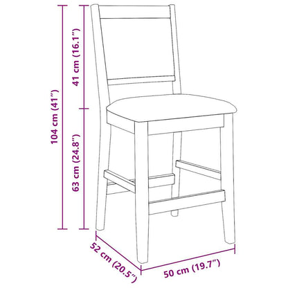 Sgabelli da Bar con Cuscini 2 pz Bianco Legno Massello di Hevea - homemem39