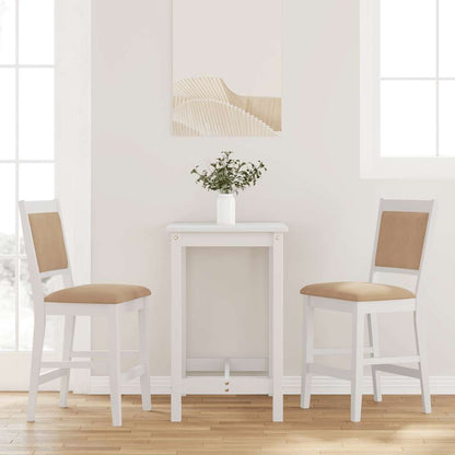 Sgabelli da Bar con Cuscini 2 pz Bianco Legno Massello di Hevea - homemem39
