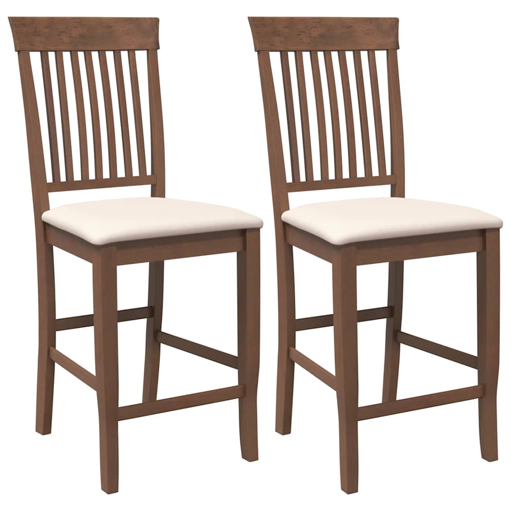 Sgabelli da Bar con Cuscini 2pz Marrone Legno Massello di Hevea - homemem39
