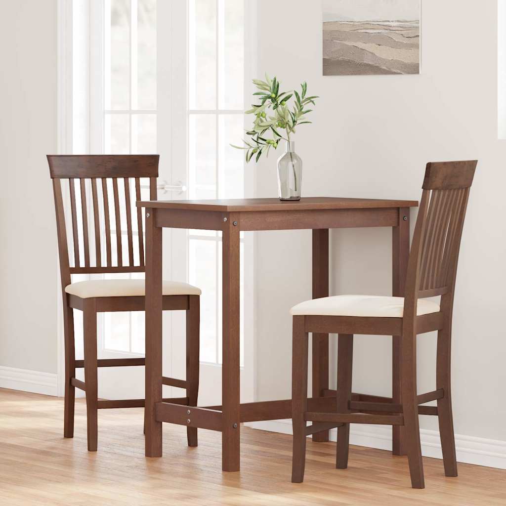 Sgabelli da Bar con Cuscini 2pz Marrone Legno Massello di Hevea - homemem39