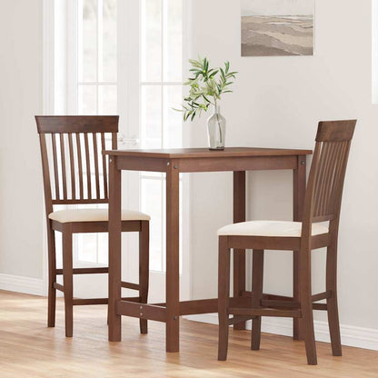 Sgabelli da Bar con Cuscini 2pz Marrone Legno Massello di Hevea - homemem39