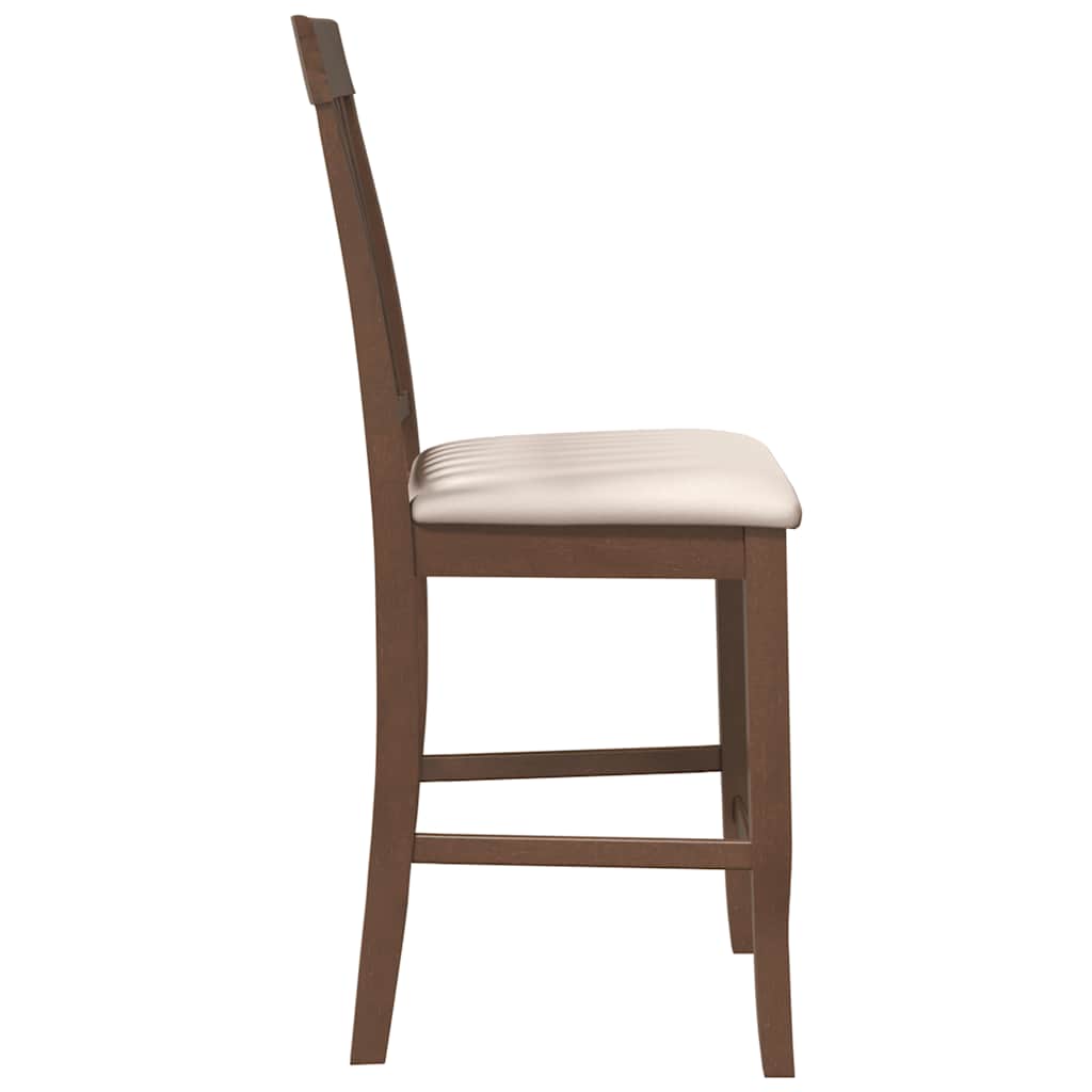Sgabelli da Bar con Cuscini 2pz Marrone Legno Massello di Hevea - homemem39