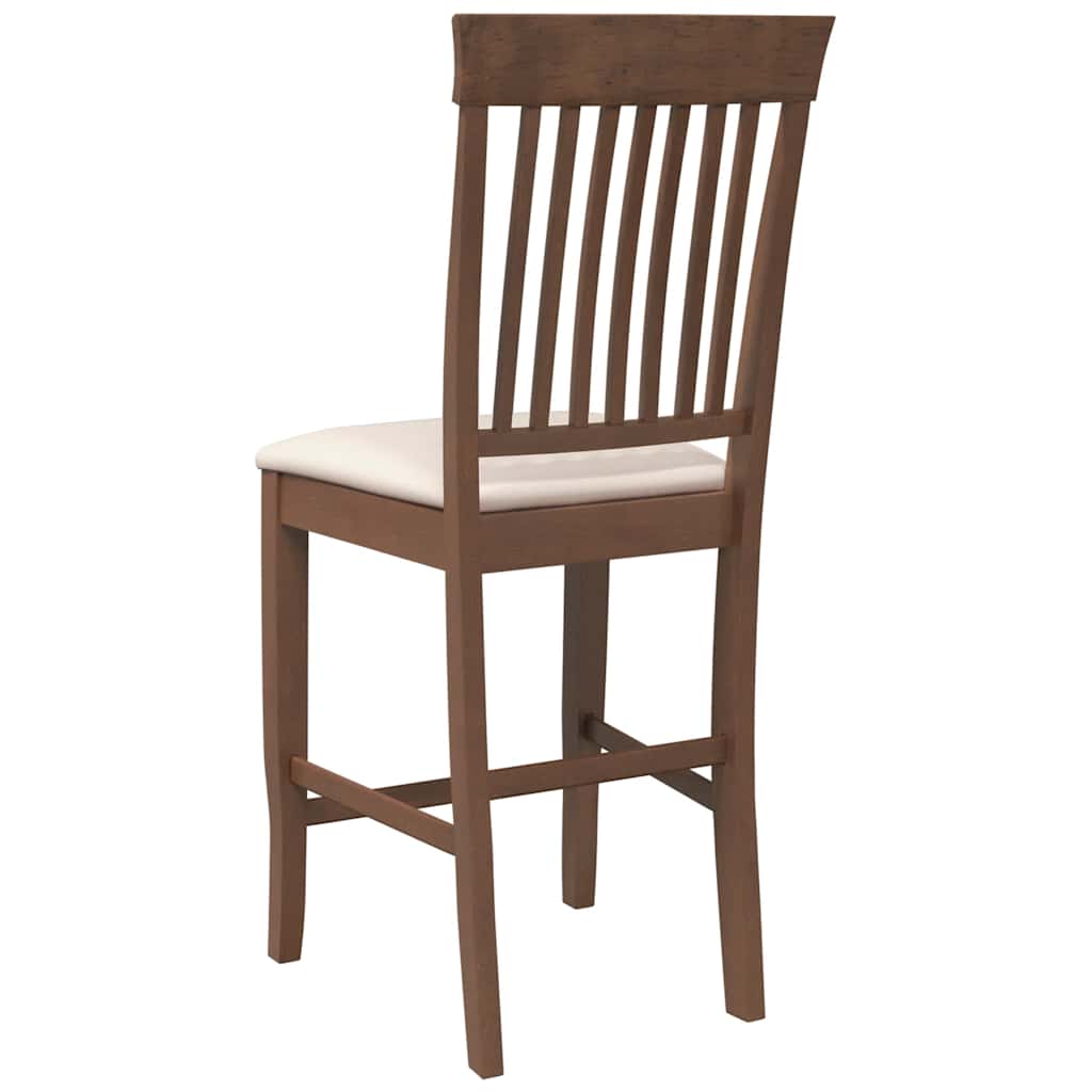 Sgabelli da Bar con Cuscini 2pz Marrone Legno Massello di Hevea - homemem39