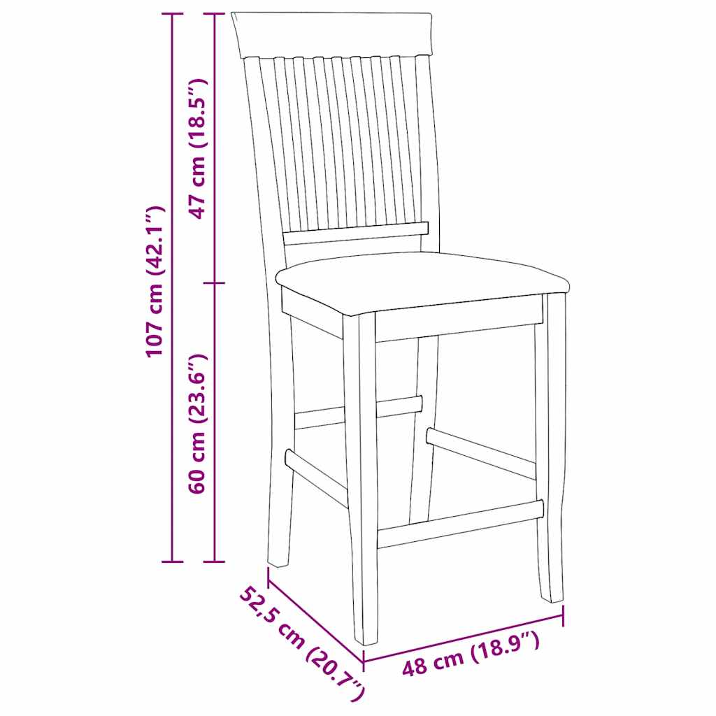Sgabelli da Bar con Cuscini 2pz Marrone Legno Massello di Hevea - homemem39