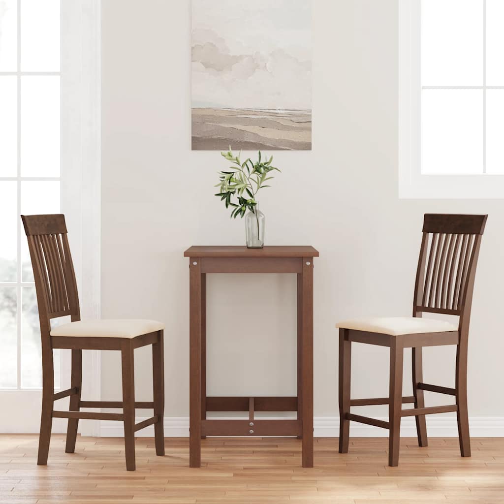 Sgabelli da Bar con Cuscini 2pz Marrone Legno Massello di Hevea - homemem39