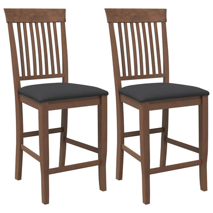 Sgabelli da Bar con Cuscini 2pz Marrone Legno Massello di Hevea - homemem39