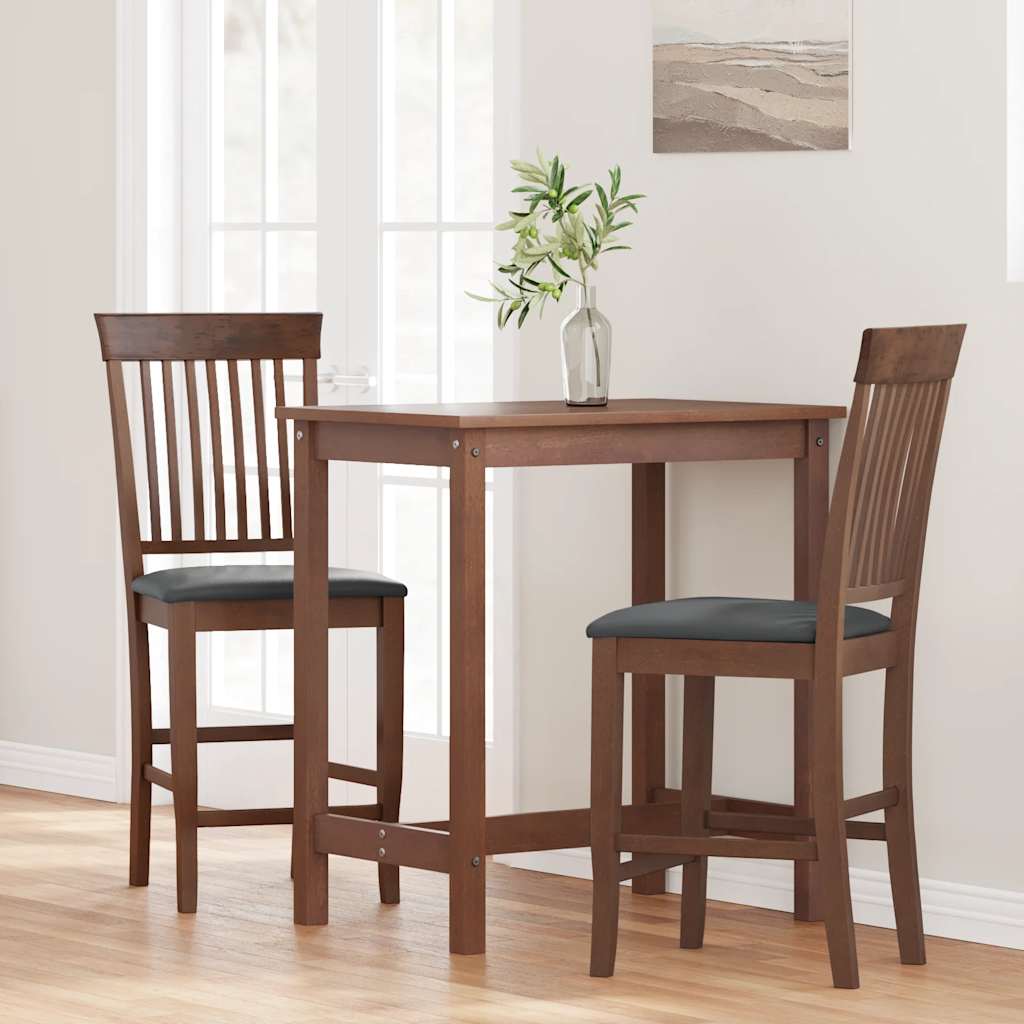 Sgabelli da Bar con Cuscini 2pz Marrone Legno Massello di Hevea - homemem39