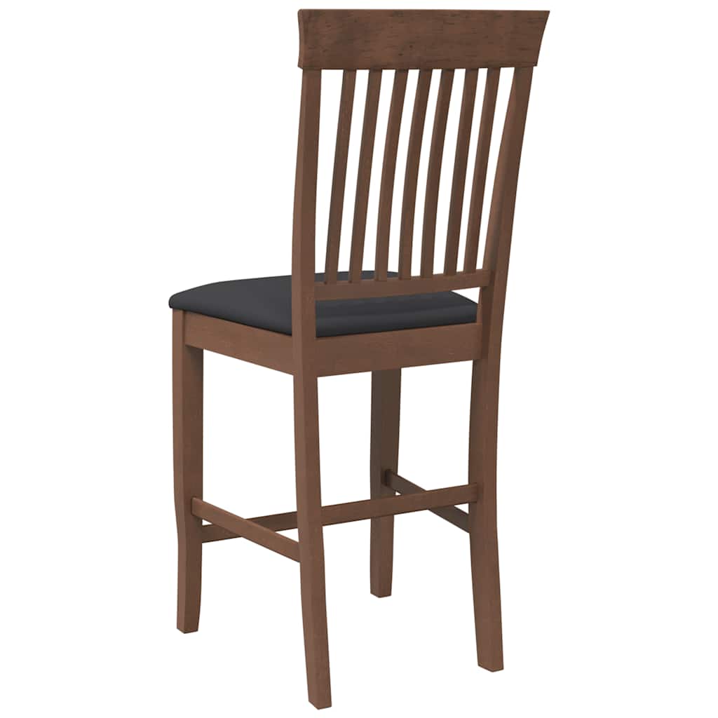 Sgabelli da Bar con Cuscini 2pz Marrone Legno Massello di Hevea - homemem39