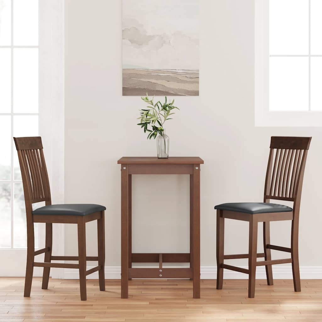 Sgabelli da Bar con Cuscini 2pz Marrone Legno Massello di Hevea - homemem39