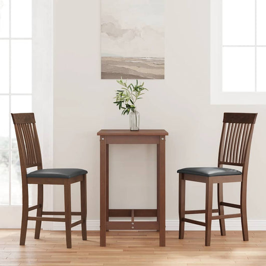 Sgabelli da Bar con Cuscini 2pz Marrone Legno Massello di Hevea - homemem39