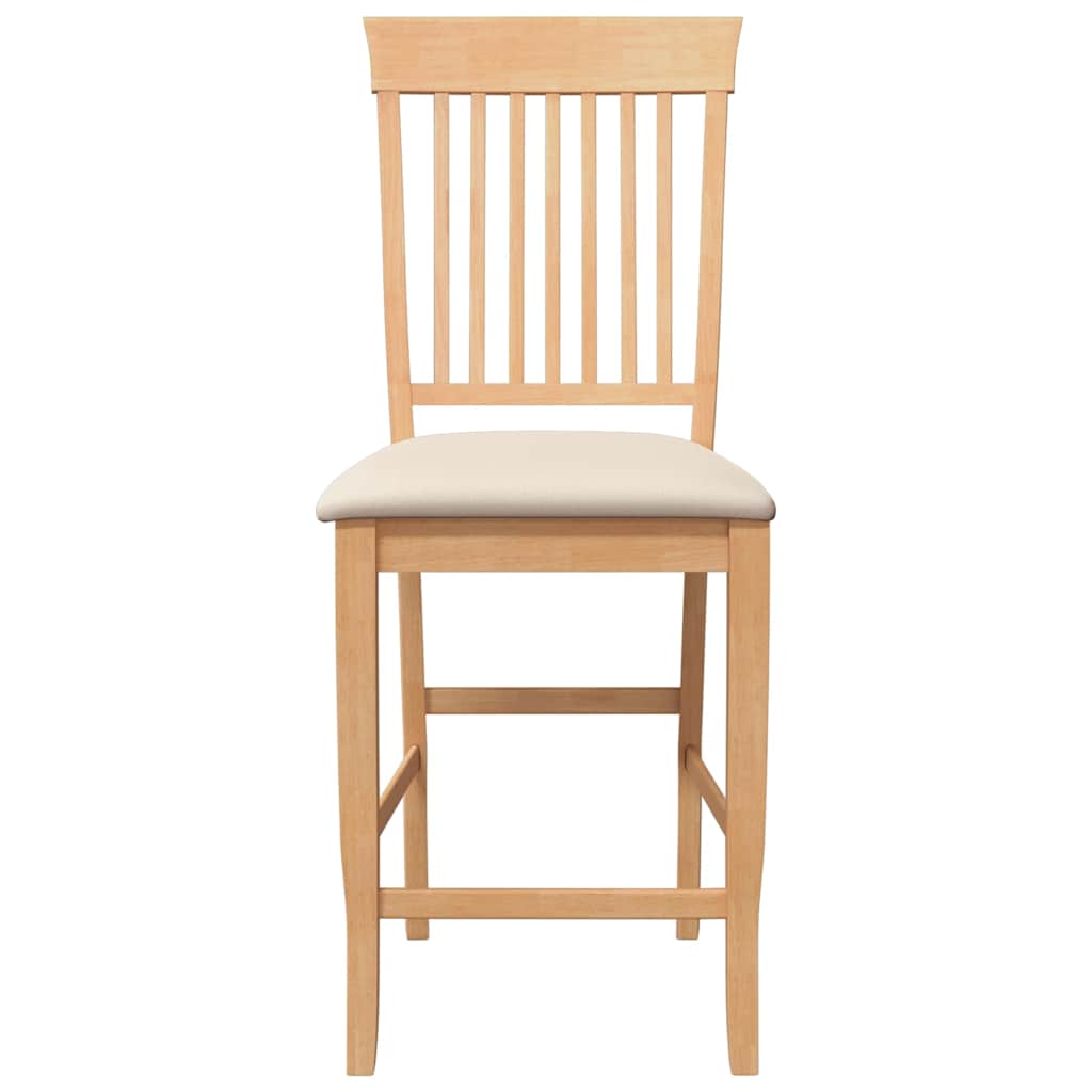 Sgabelli da Bar con Cuscini 2pz Naturale Legno Massello Hevea - homemem39