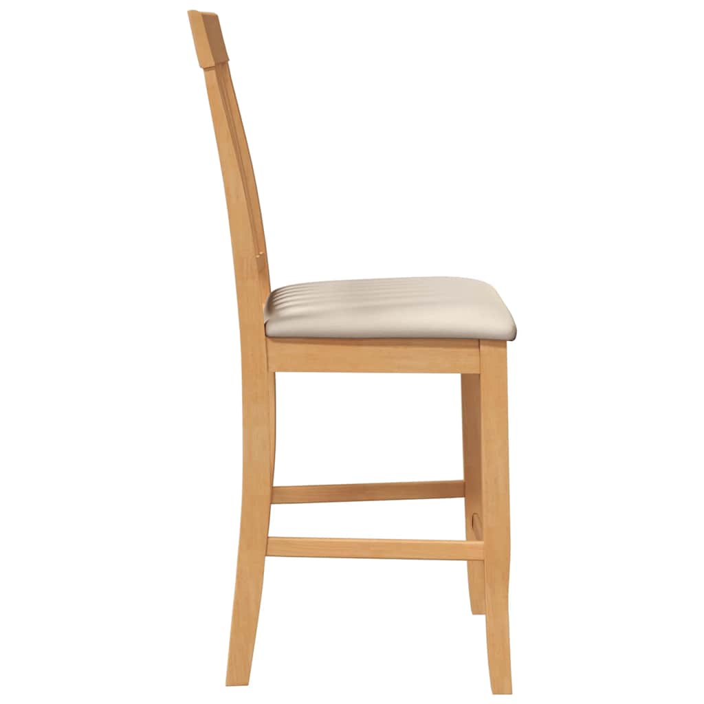 Sgabelli da Bar con Cuscini 2pz Naturale Legno Massello Hevea - homemem39