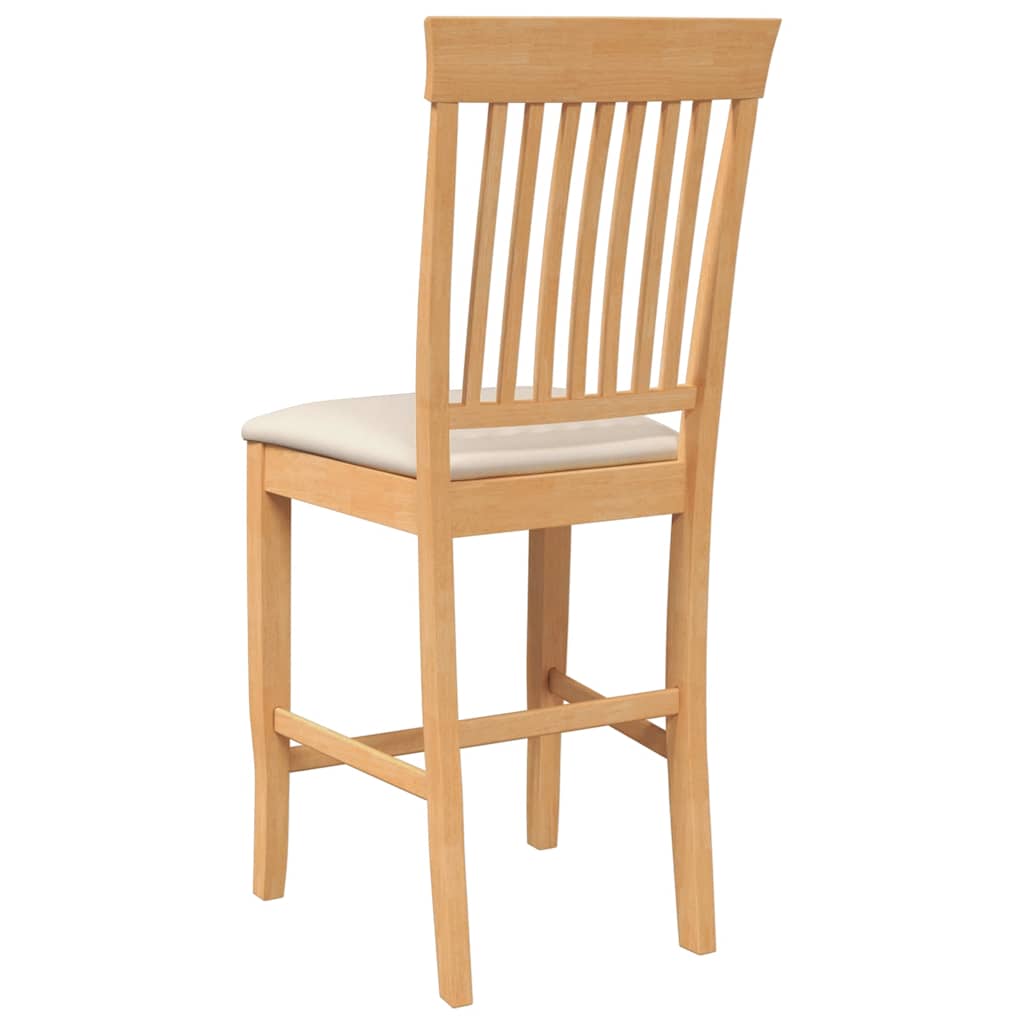 Sgabelli da Bar con Cuscini 2pz Naturale Legno Massello Hevea - homemem39