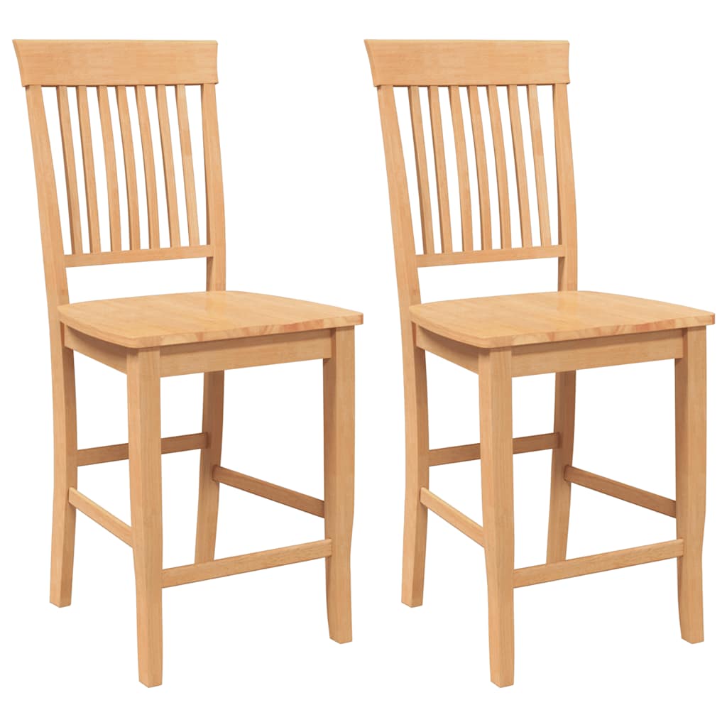 Sgabelli da Bar 2 pz Naturale Legno Massello di Hevea - homemem39