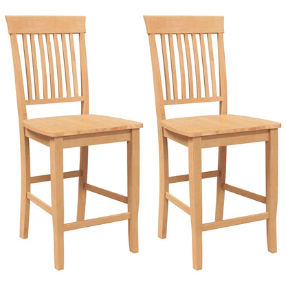 Sgabelli da Bar 2 pz Naturale Legno Massello di Hevea - homemem39