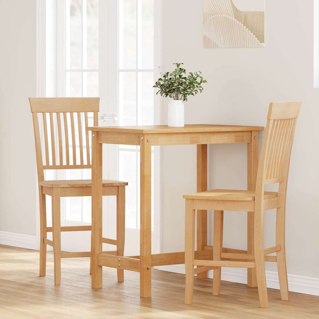 Sgabelli da Bar 2 pz Naturale Legno Massello di Hevea - homemem39