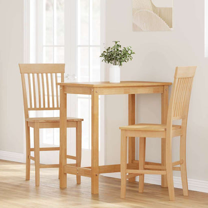 Sgabelli da Bar 2 pz Naturale Legno Massello di Hevea - homemem39