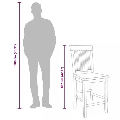 Sgabelli da Bar 2 pz Naturale Legno Massello di Hevea - homemem39