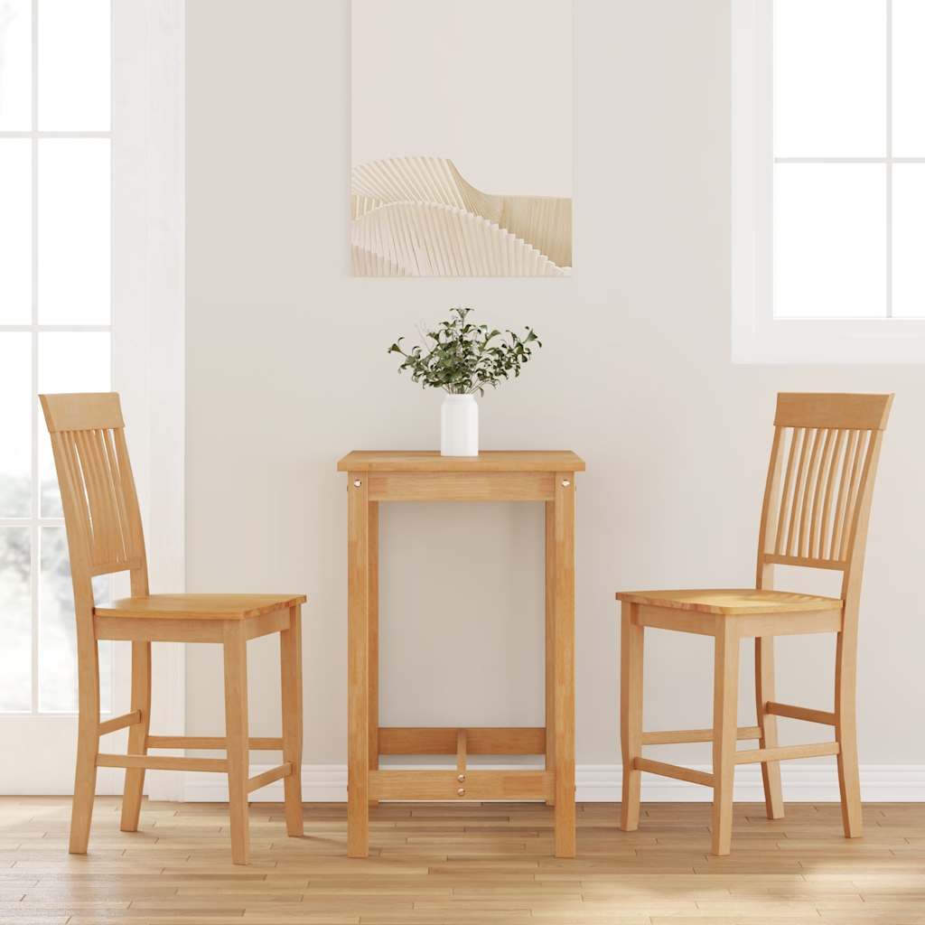 Sgabelli da Bar 2 pz Naturale Legno Massello di Hevea - homemem39