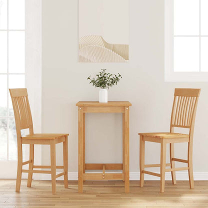 Sgabelli da Bar 2 pz Naturale Legno Massello di Hevea - homemem39