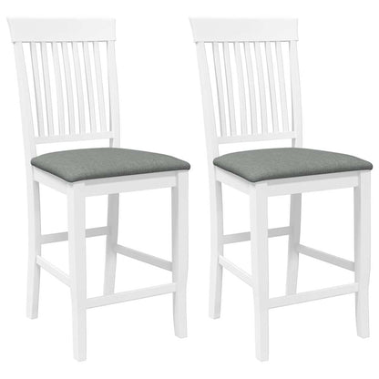 Sgabelli da Bar con Cuscini 2 pz Bianco Legno Massello di Hevea - homemem39