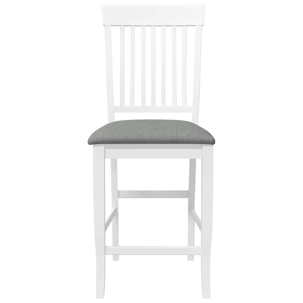 Sgabelli da Bar con Cuscini 2 pz Bianco Legno Massello di Hevea - homemem39