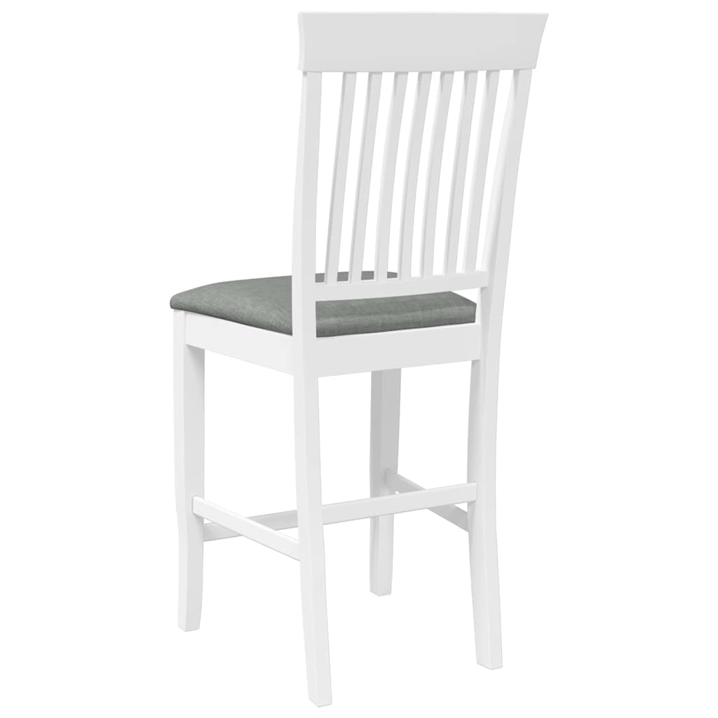 Sgabelli da Bar con Cuscini 2 pz Bianco Legno Massello di Hevea - homemem39