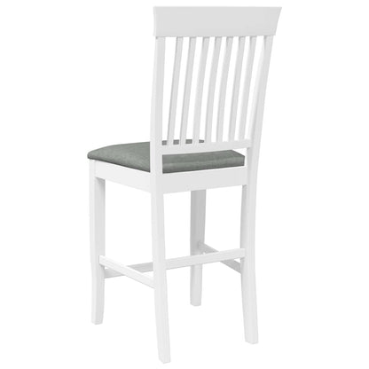 Sgabelli da Bar con Cuscini 2 pz Bianco Legno Massello di Hevea - homemem39