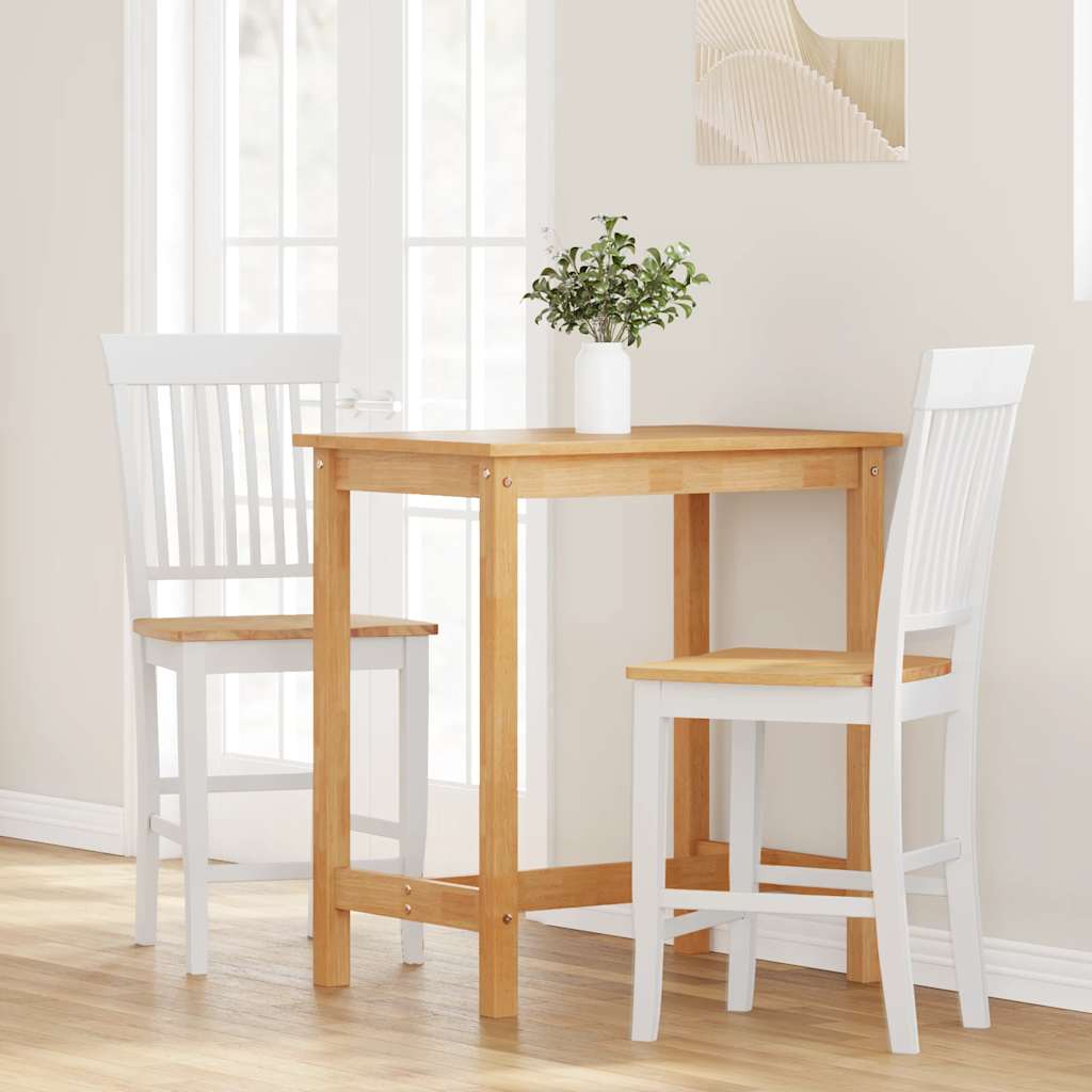 Sgabelli da Bar 2 pz Bianchi in Legno Massello di Hevea - homemem39