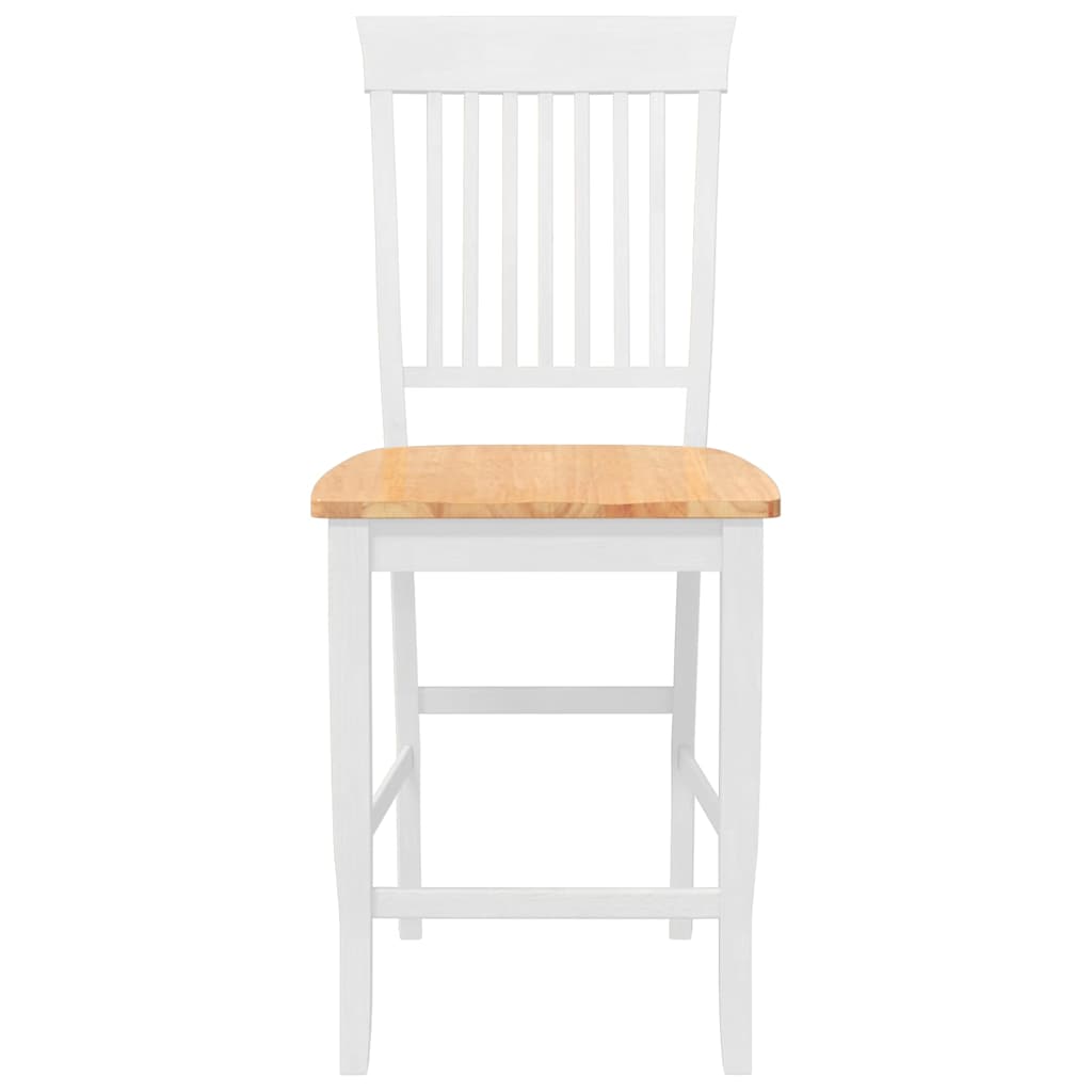 Sgabelli da Bar 2 pz Bianchi in Legno Massello di Hevea - homemem39