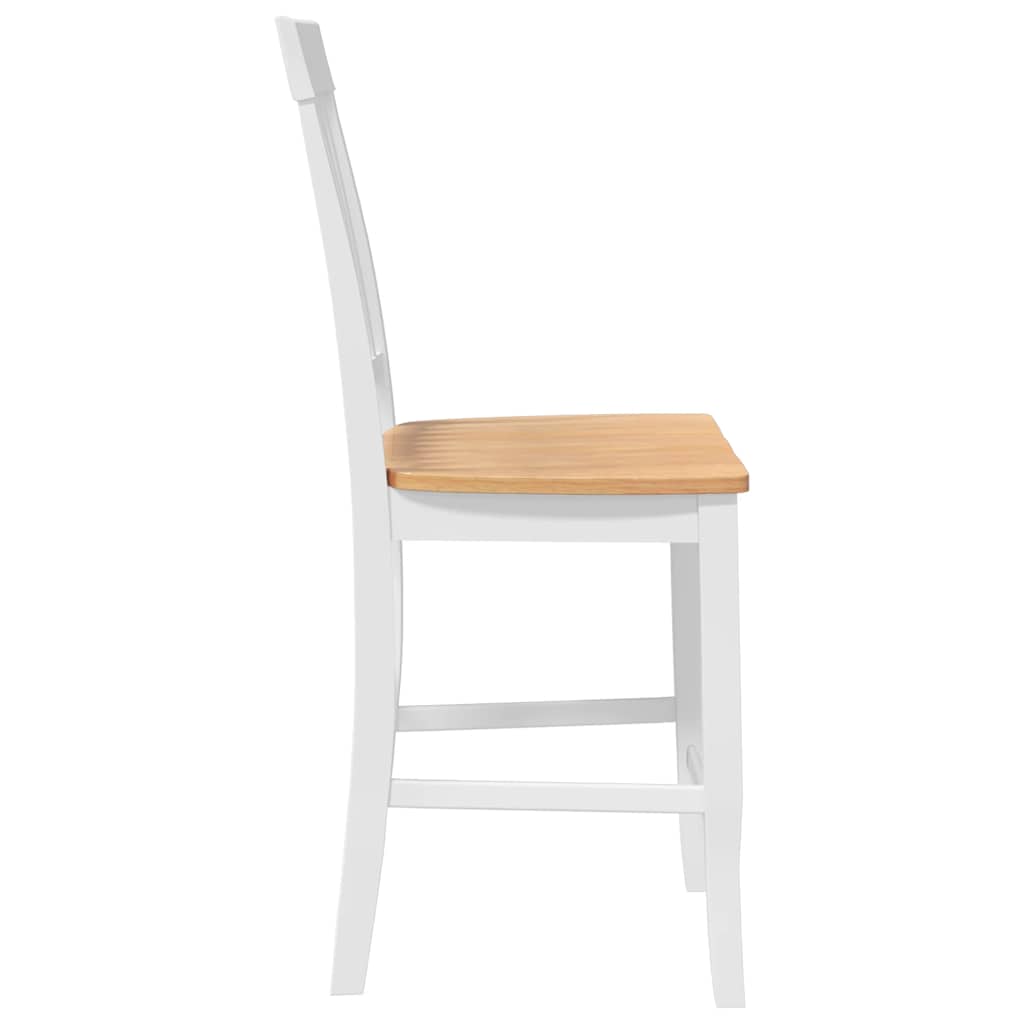 Sgabelli da Bar 2 pz Bianchi in Legno Massello di Hevea - homemem39