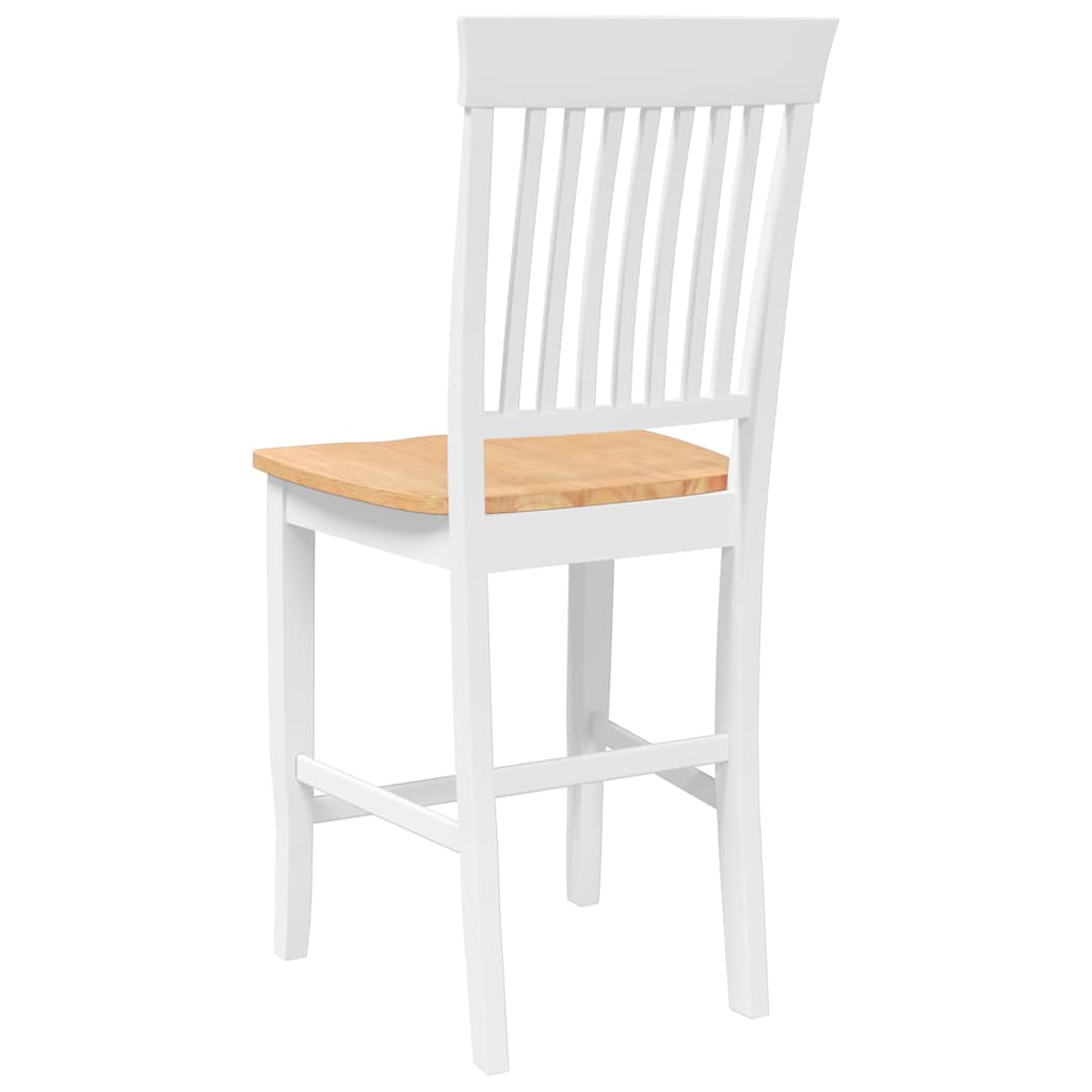Sgabelli da Bar 2 pz Bianchi in Legno Massello di Hevea - homemem39