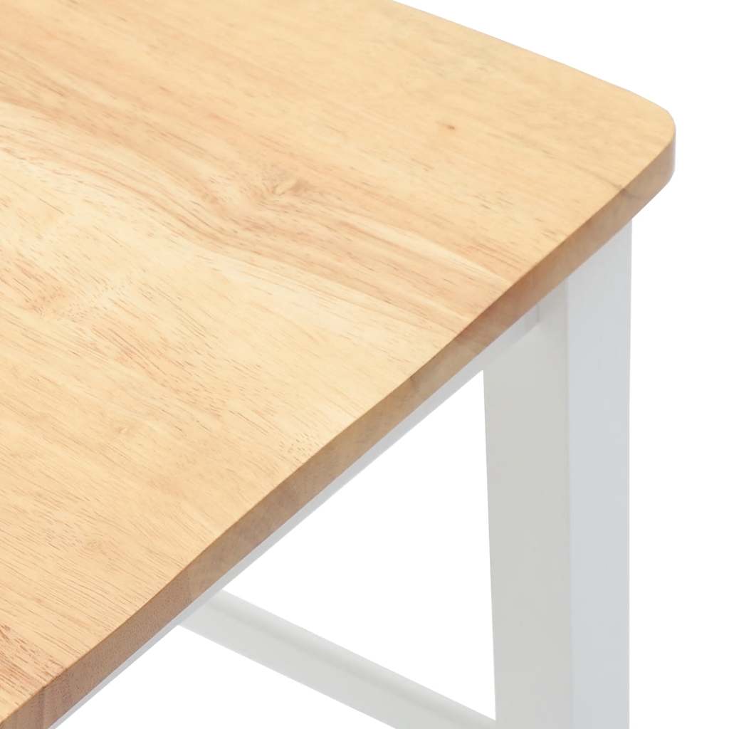 Sgabelli da Bar 2 pz Bianchi in Legno Massello di Hevea - homemem39