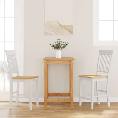 Sgabelli da Bar 2 pz Bianchi in Legno Massello di Hevea - homemem39