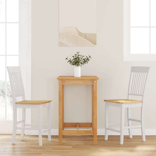 Sgabelli da Bar 2 pz Bianchi in Legno Massello di Hevea - homemem39