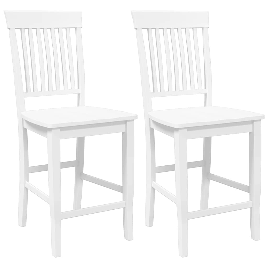 Sgabelli da Bar 2 pz Bianchi in Legno Massello di Hevea - homemem39