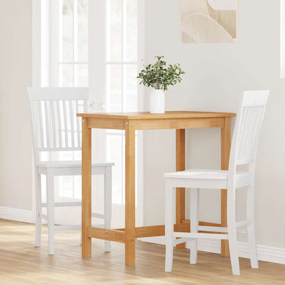 Sgabelli da Bar 2 pz Bianchi in Legno Massello di Hevea - homemem39