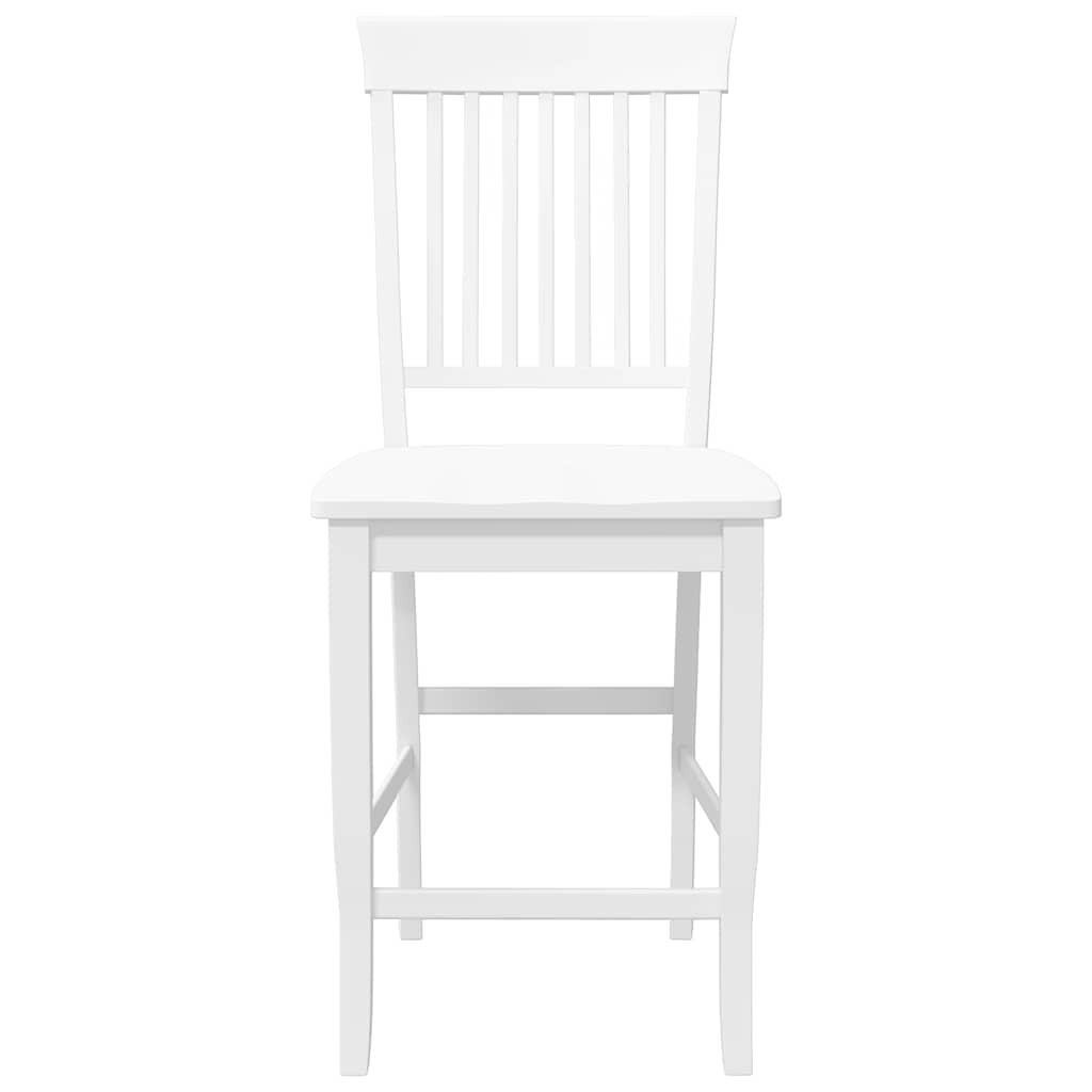 Sgabelli da Bar 2 pz Bianchi in Legno Massello di Hevea - homemem39