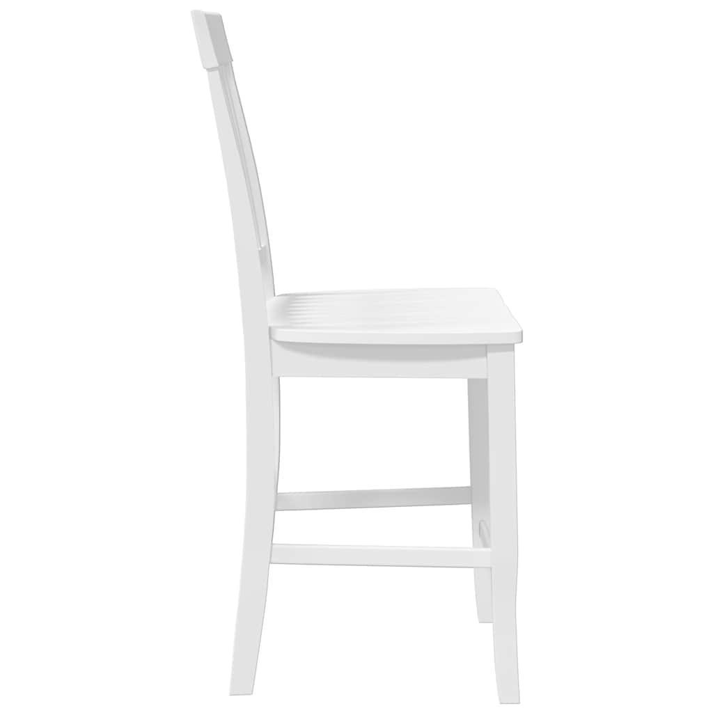 Sgabelli da Bar 2 pz Bianchi in Legno Massello di Hevea - homemem39