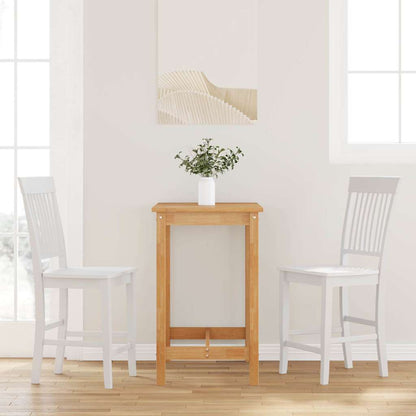 Sgabelli da Bar 2 pz Bianchi in Legno Massello di Hevea - homemem39