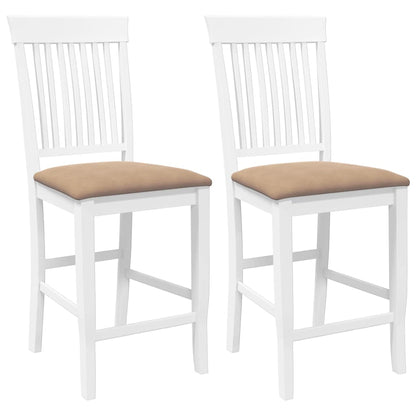 Sgabelli da Bar con Cuscini 2 pz Bianco Legno Massello di Hevea - homemem39