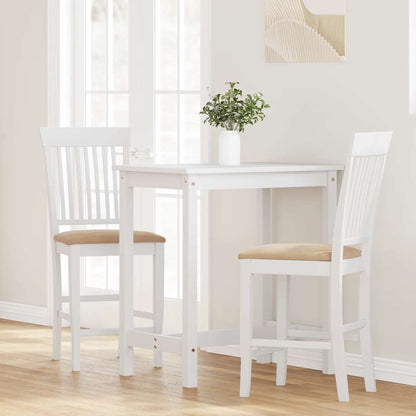 Sgabelli da Bar con Cuscini 2 pz Bianco Legno Massello di Hevea - homemem39