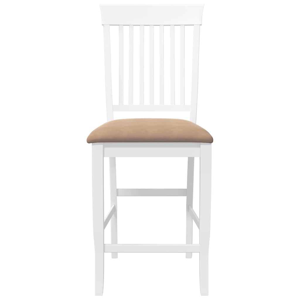 Sgabelli da Bar con Cuscini 2 pz Bianco Legno Massello di Hevea - homemem39